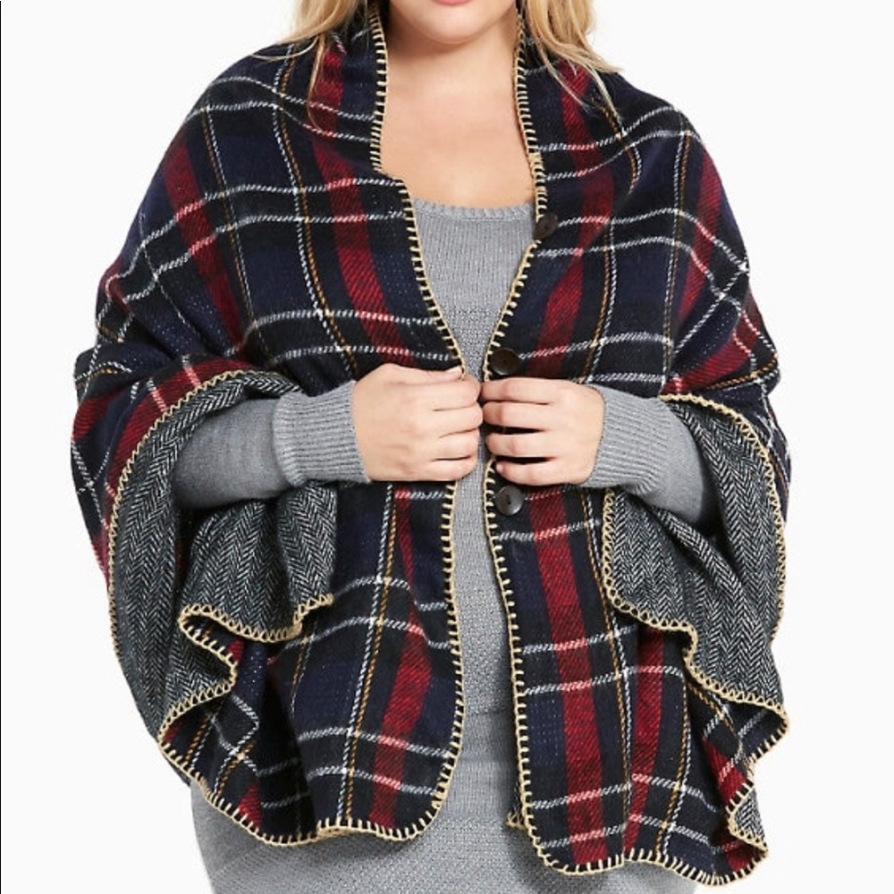 Torrid plaid soft winter cape or shawl